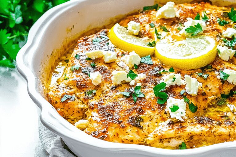 Greek Chicken Lemon Feta Bake