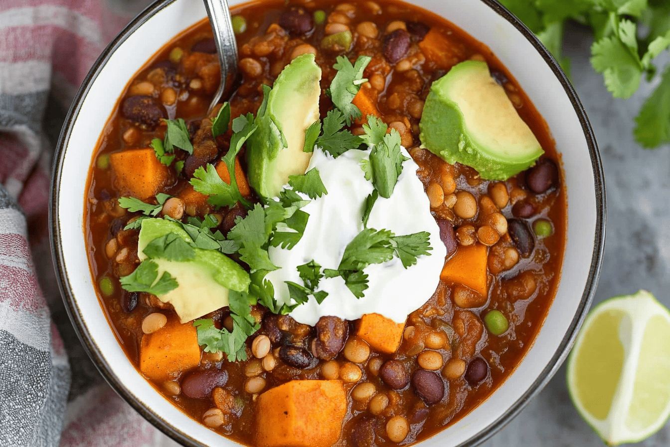 One Pot Sweet Potato Lentil Chili