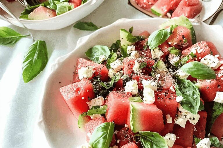 Watermelon Basil Feta Salad