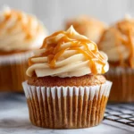 Pumpkin Cupcakes with Caramel Cream Cheese Frosting