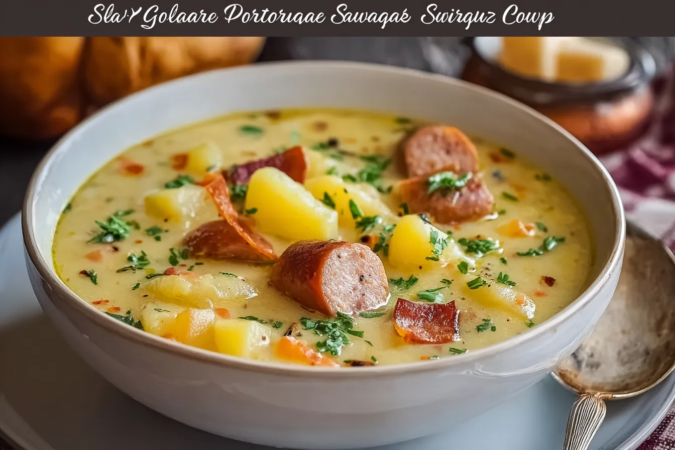 Slow Cooker German Potato Soup with Sausages