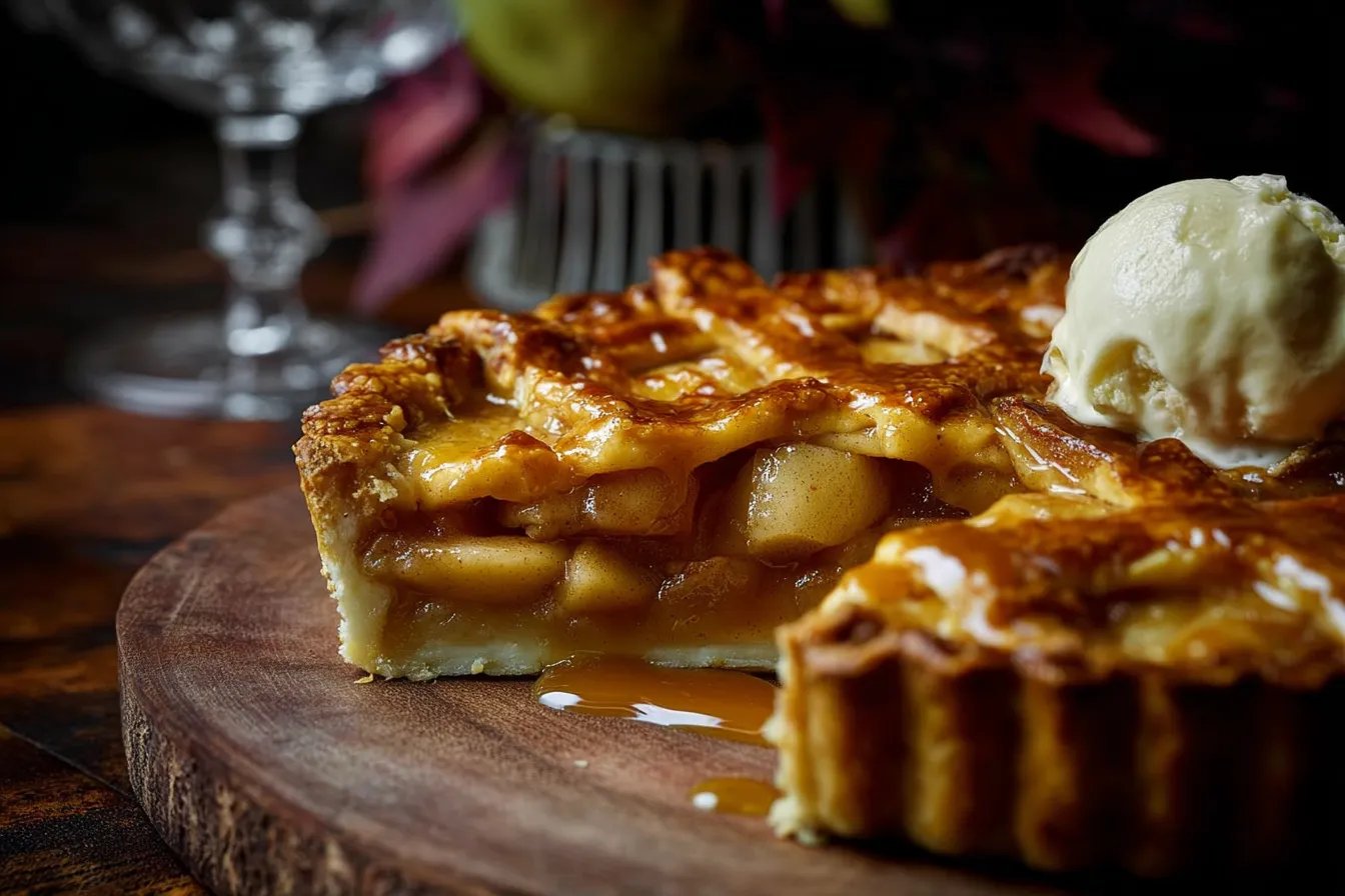 Toffee Apple Pie with Vanilla Custard