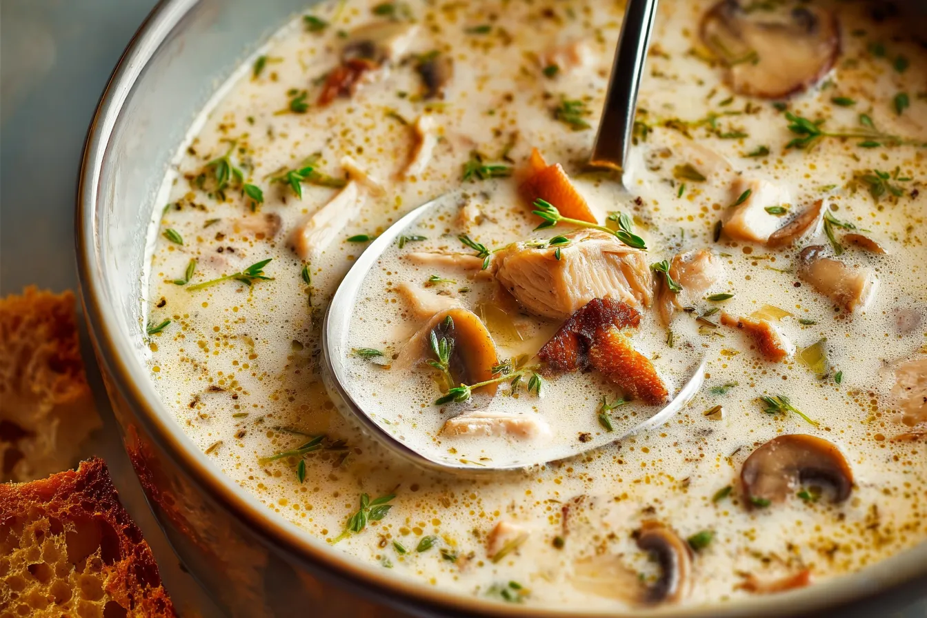 CREAMY CHICKEN AND MUSHROOM SOUP