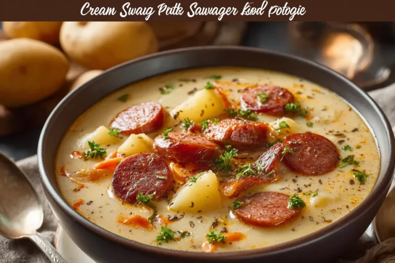 Creamy Slow Cooker German Potato Soup with Smoky Sausages
