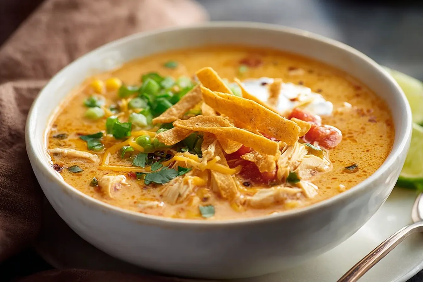 Easy Creamy Chicken Tortilla Soup Recipe