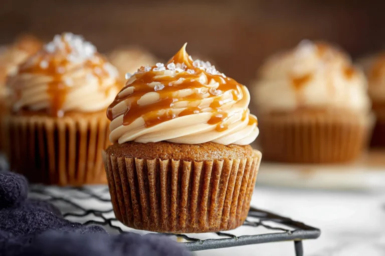 Moist Pumpkin Cupcakes with Salted Caramel Cream Cheese Frosting