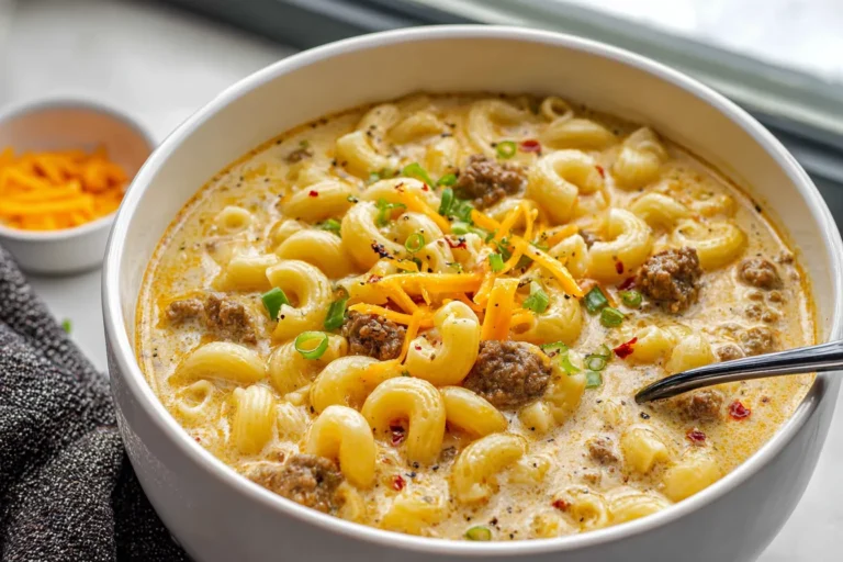 One Pot Macaroni Cheeseburger Soup