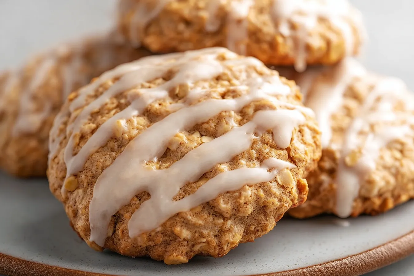 Chewy Pumpkin Spice Oatmeal Cookies with Vanilla Glaze
