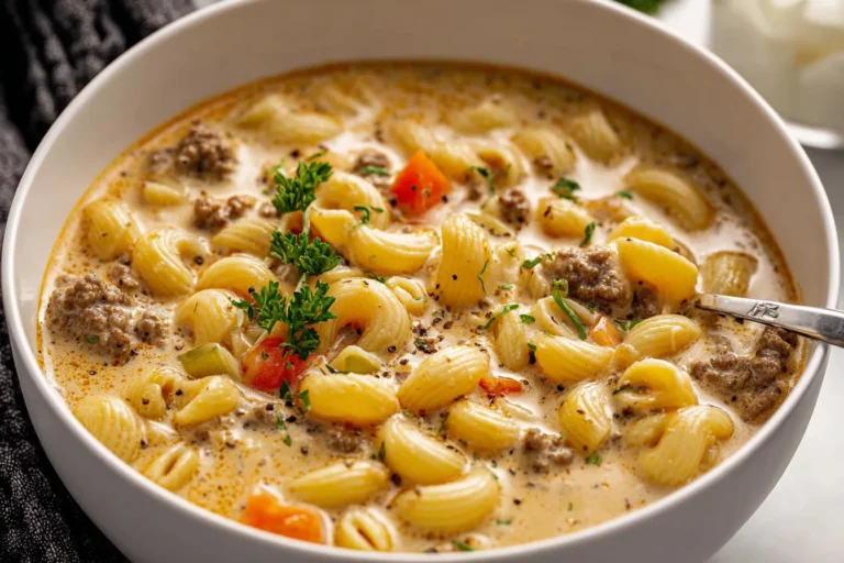 Creamy Cheeseburger Pasta Soup