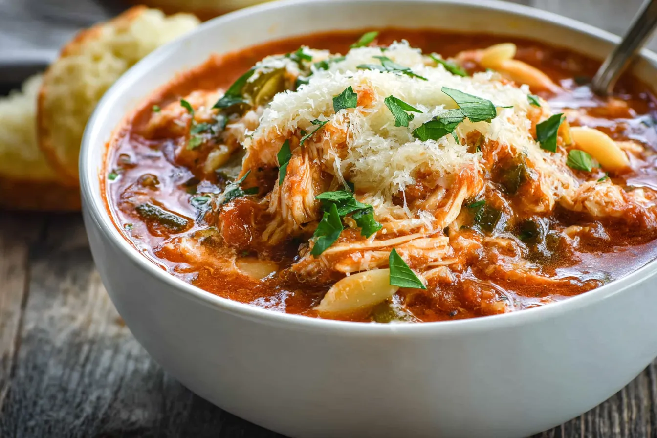 Easy Crockpot Chicken Parmesan Soup