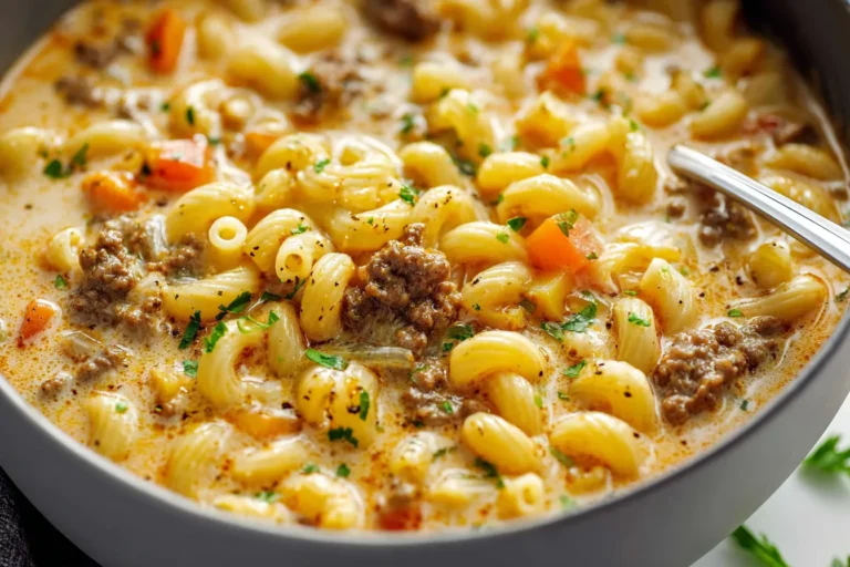 One Pot Cheeseburger Macaroni Soup