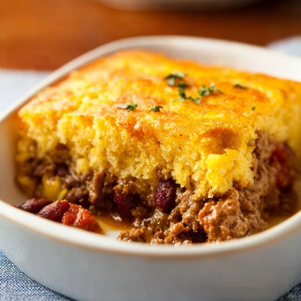 Delicious Cowboy Cornbread Casserole with layers of flavor and texture.