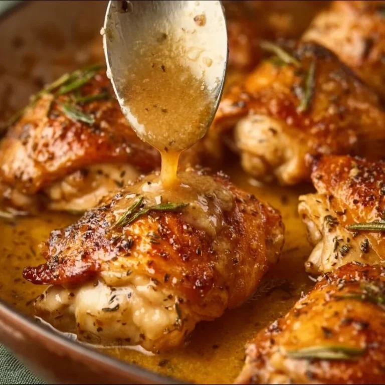 Delicious Dijon Maple Chicken Thighs served with herbs and a side of vegetables