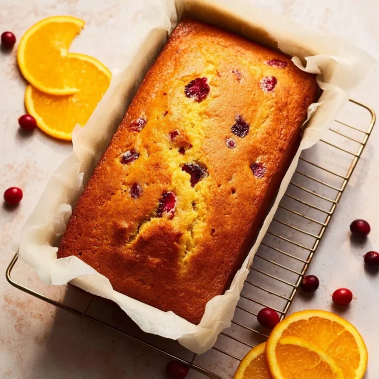 Freshly baked orange cranberry bread with cranberries and orange zest