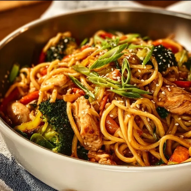 Delicious Sesame Chicken served with Lo Mein noodles