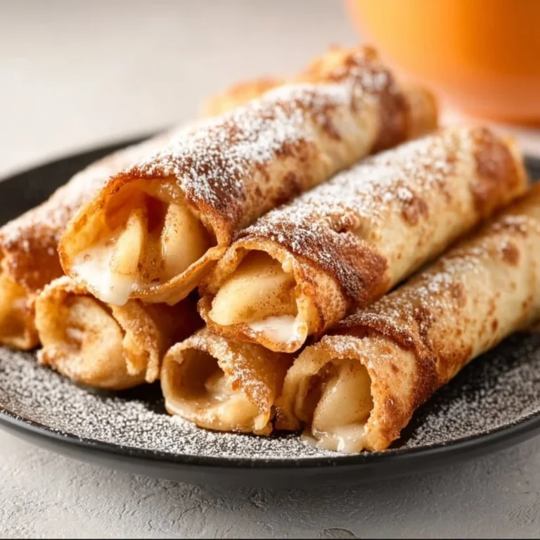 Delicious apple pie taquitos served with cinnamon and caramel drizzle