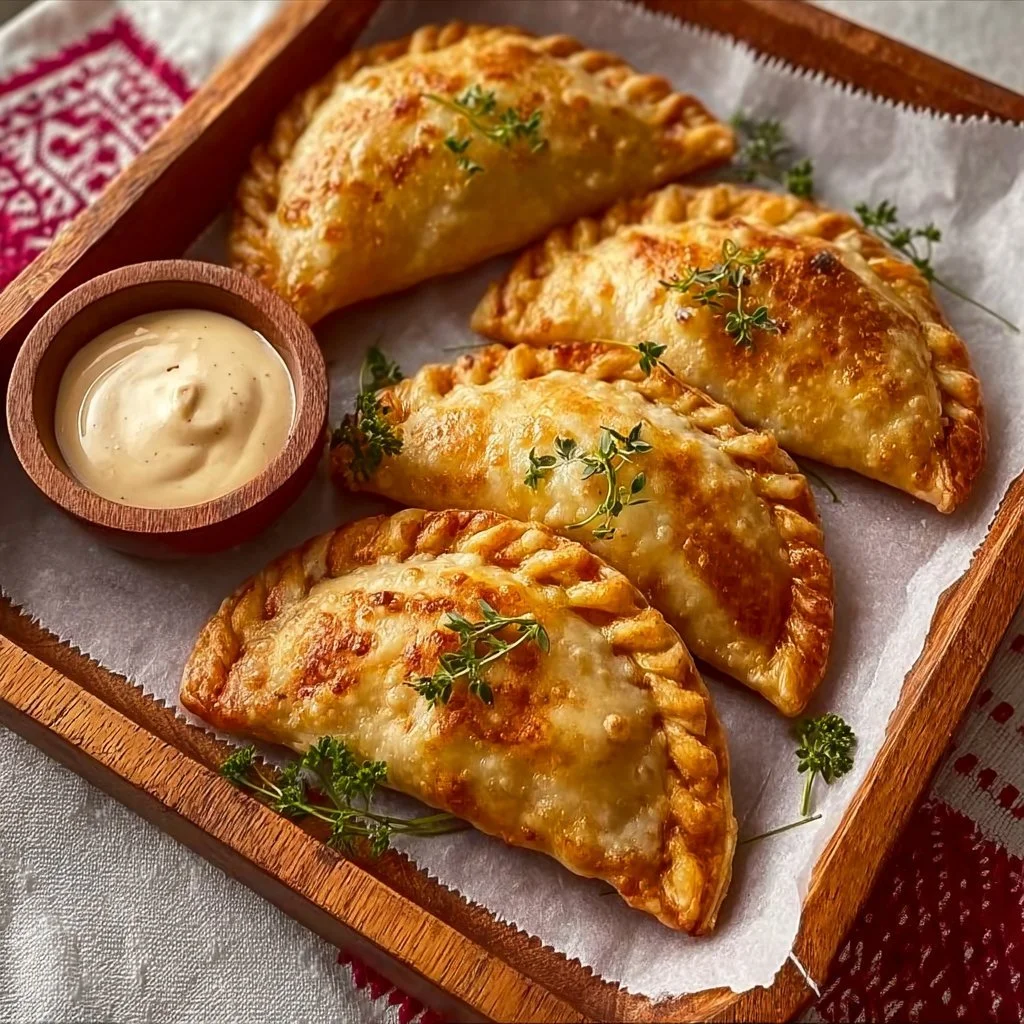 Delicious crispy chebureki filled with savory meat on a plate