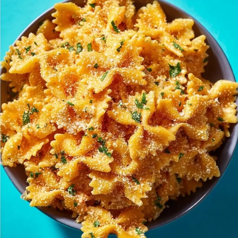 Bowl of crispy pasta chips ready to be served as a tasty snack.