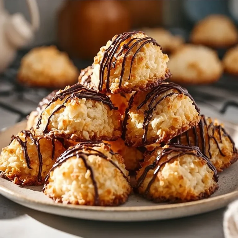 Delicious chewy coconut macaroons on a plate