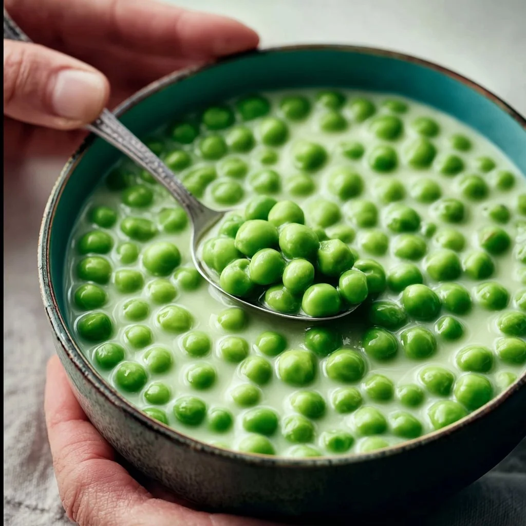 Deliciously creamy peas served as a flavorful side dish