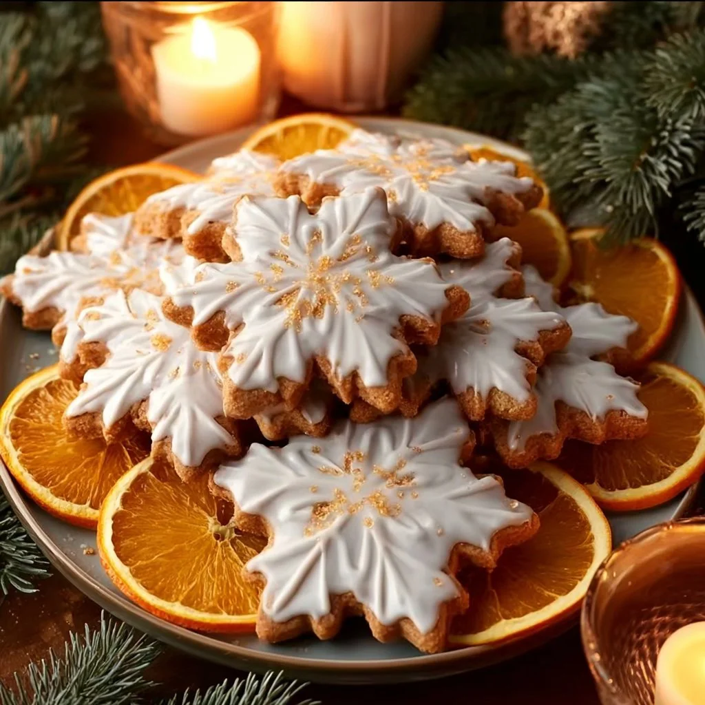 Festive orange clove Christmas cookies decorated for the holiday season