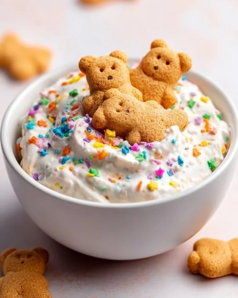 High Protein Dunkaroo Dip served in a bowl with colorful sprinkles