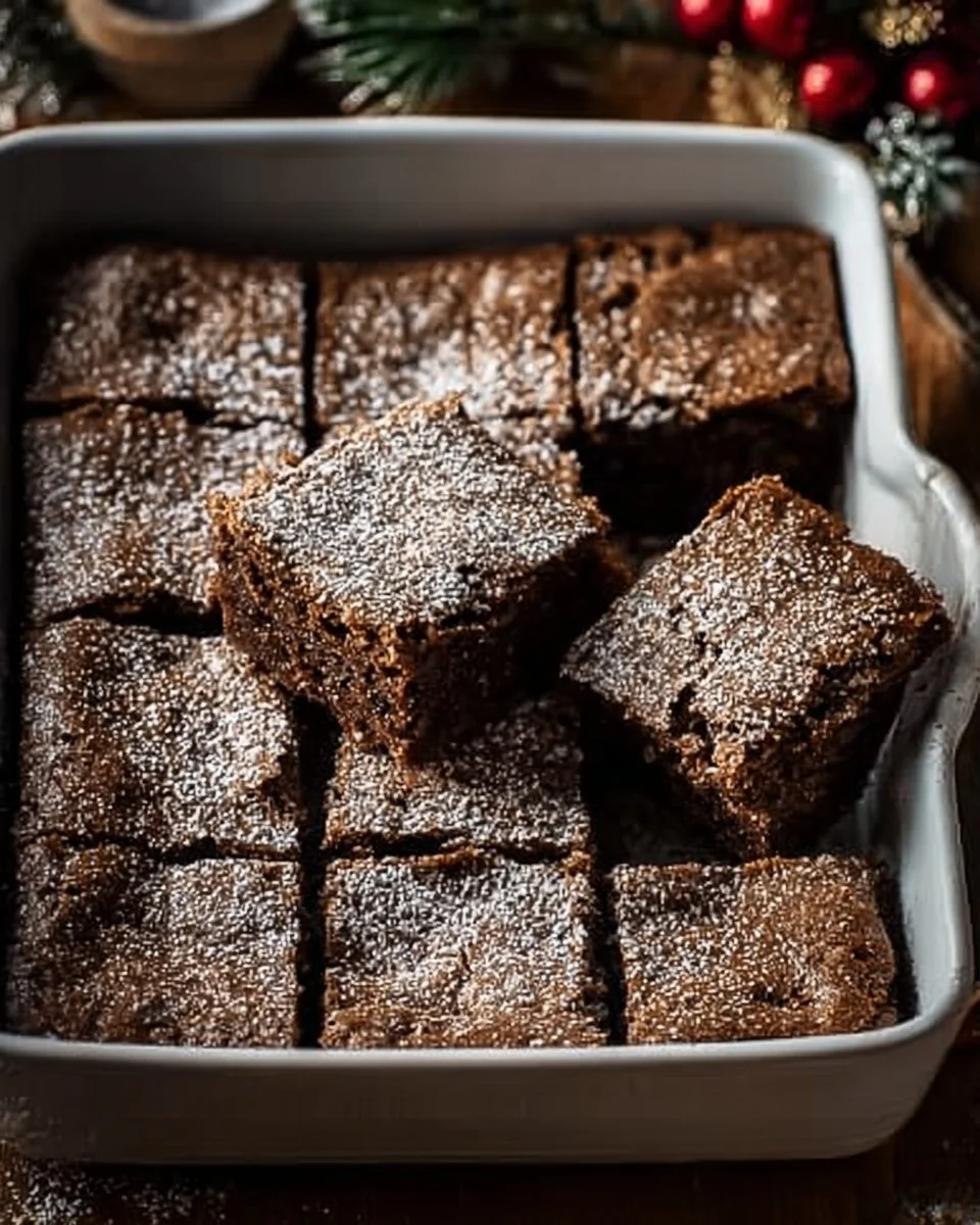 Delicious plate of gingerbread brownies with chocolate and spices