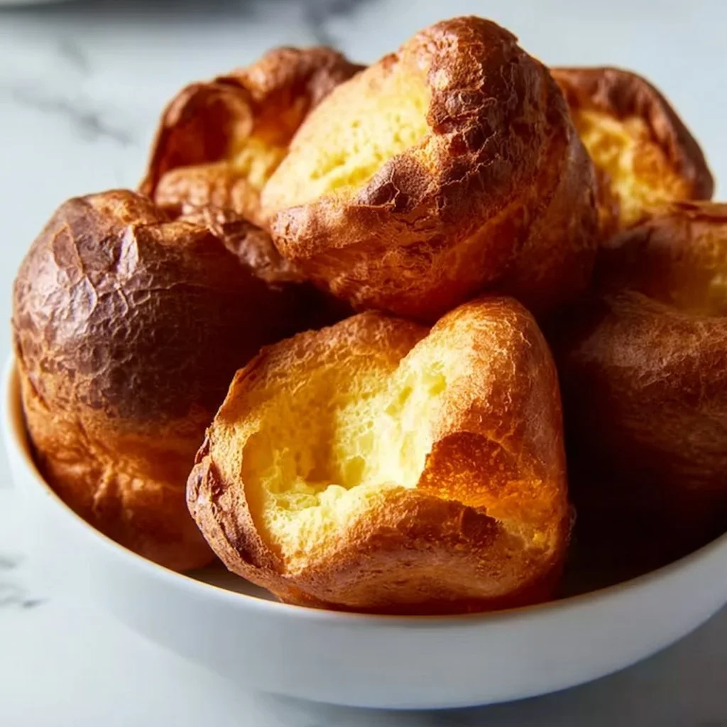 Delicious perfectly fluffy popovers baked fresh, ideal for any meal.