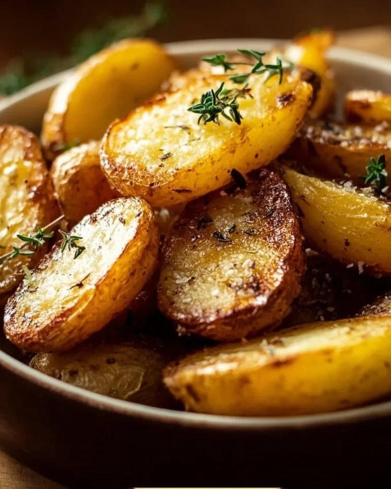 Savory vinegar fingerling potatoes served in a bowl