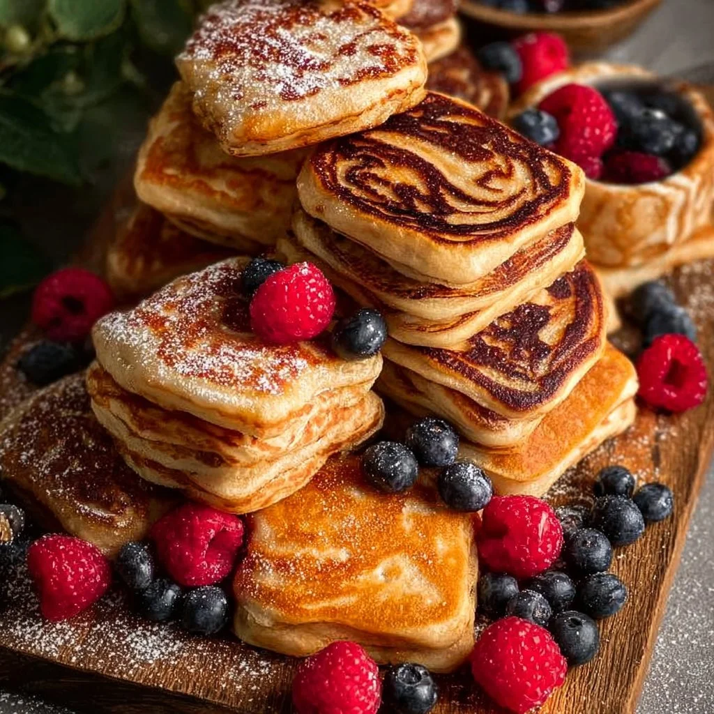 Sheet Pan Buttermilk Pancakes served with maple syrup and fresh berries