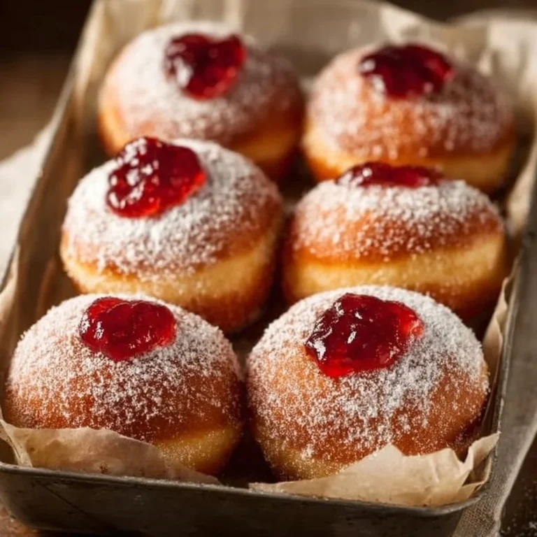 Delicious sufganiyot filled with jam, traditional Hanukkah donuts