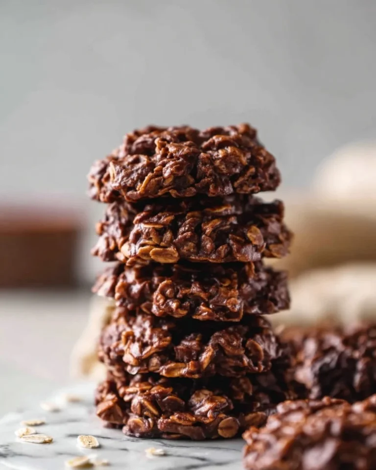 Freshly baked chocolate oatmeal cookies on a cooling rack