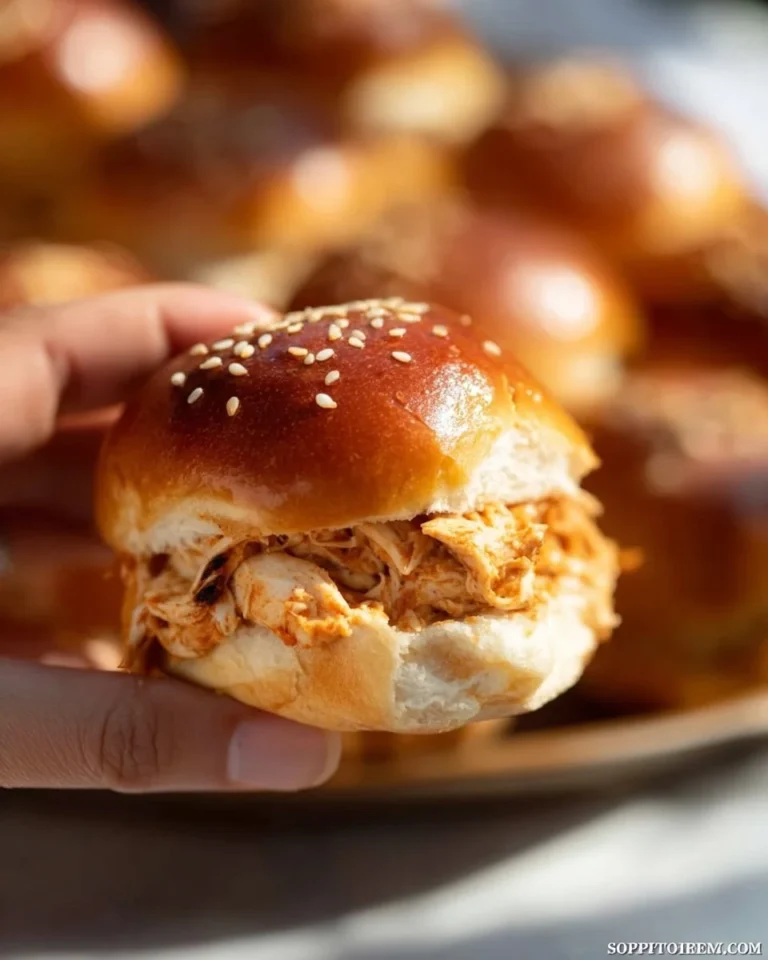 Plate of creamy Chipotle Chicken Sliders with fresh ingredients