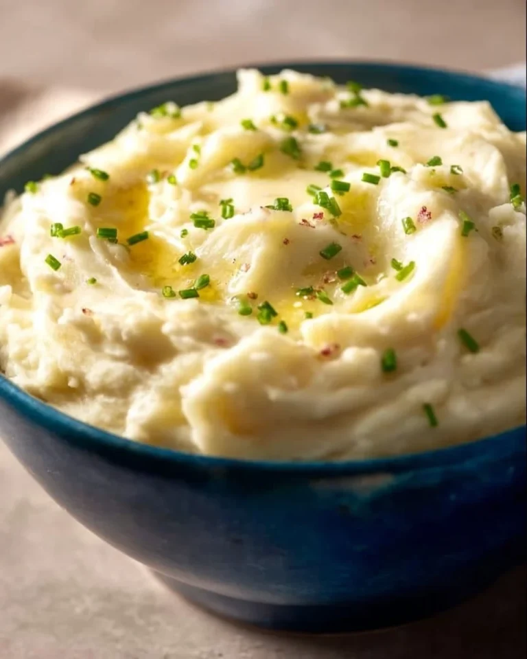 Creamy Garlic Smashed Potatoes served in a bowl, garnished with herbs.
