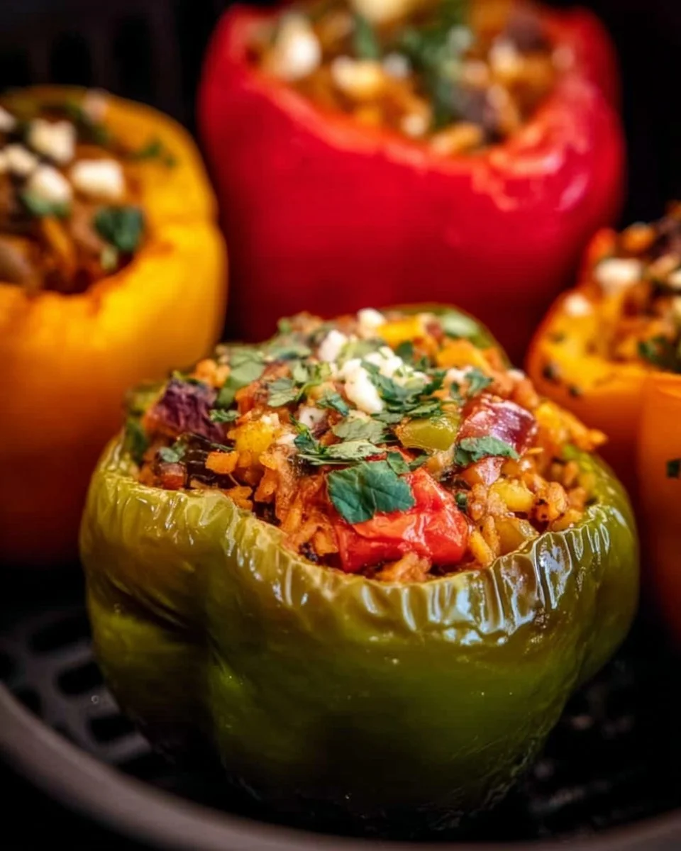 Healthy Greek stuffed peppers filled with nutritious ingredients