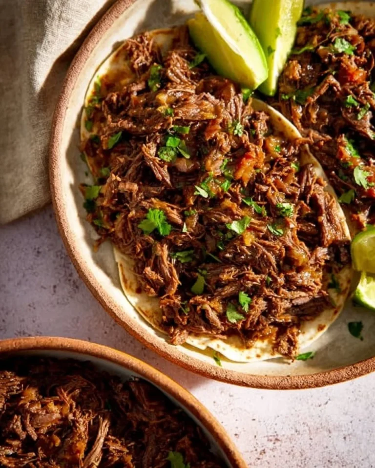 Instant Pot shredded beef ready for tacos and sandwiches