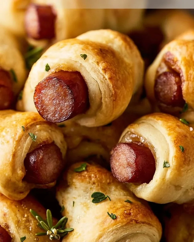 Plate of pigs in a blanket appetizers with dipping sauce