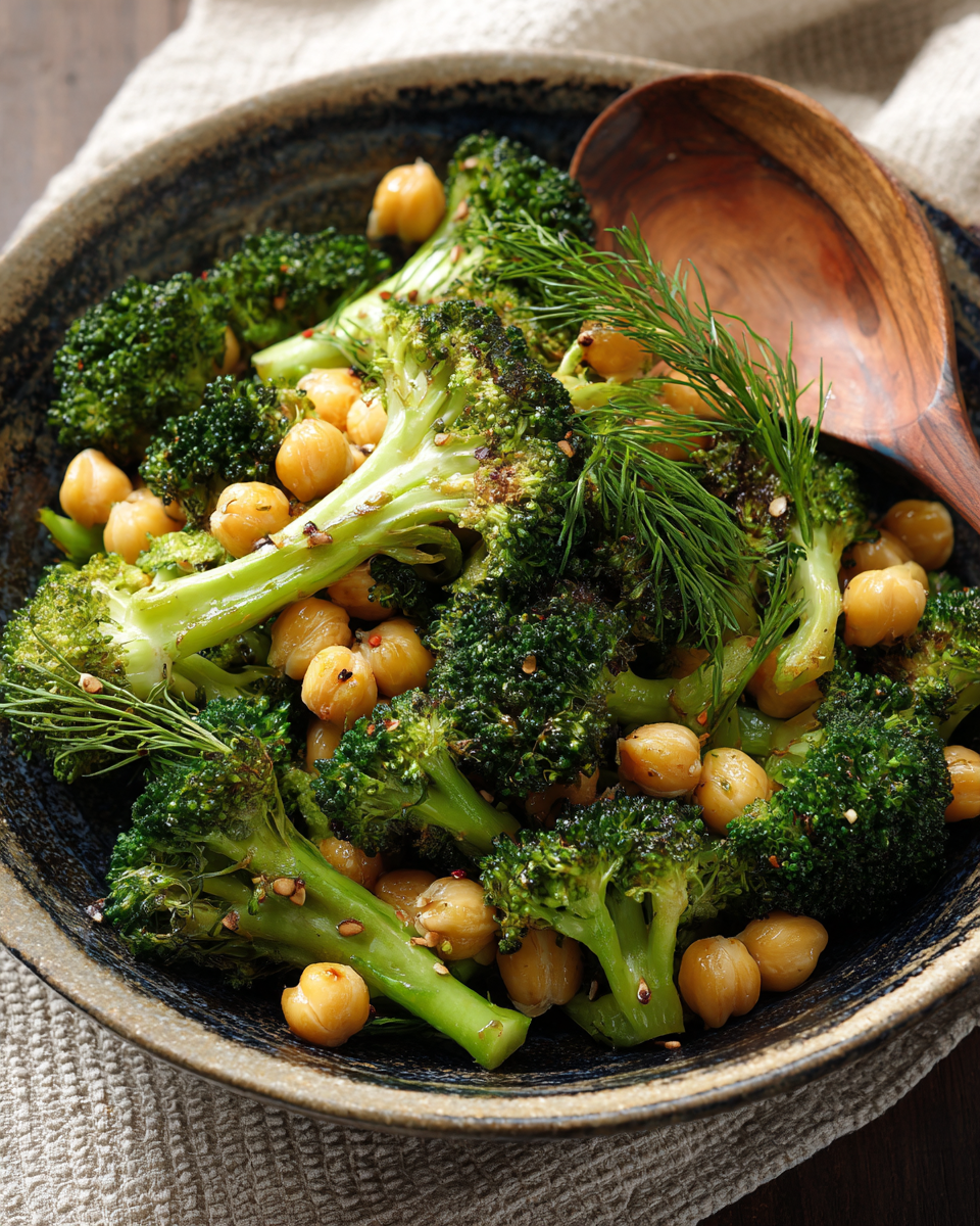 GARLIC BROCCOLI STIR FRY WITH CHICKPEAS