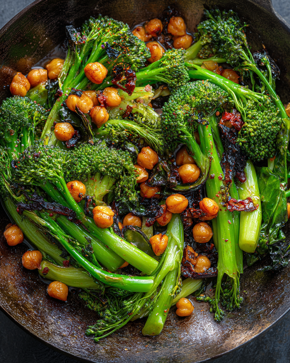 GARLIC BROCCOLI STIR FRY WITH CHICKPEAS