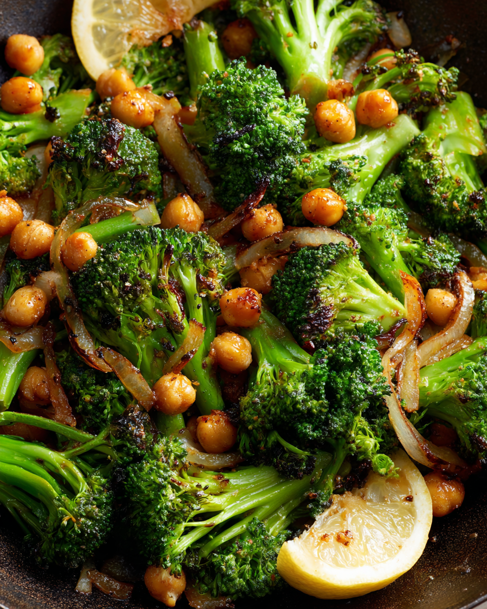 GARLIC BROCCOLI STIR FRY WITH CHICKPEAS