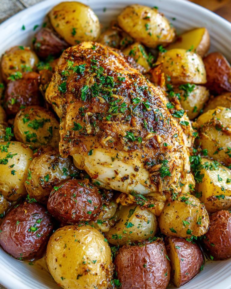 Garlic Parmesan Crockpot Chicken and Potatoes