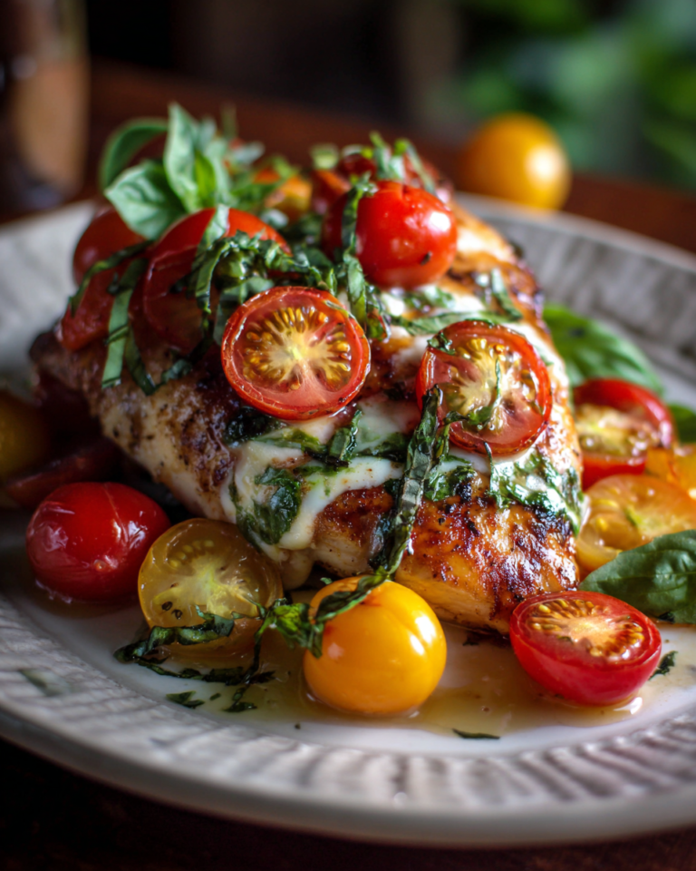 Summer Delight: Caprese Chicken with Fresh Tomato and Basil