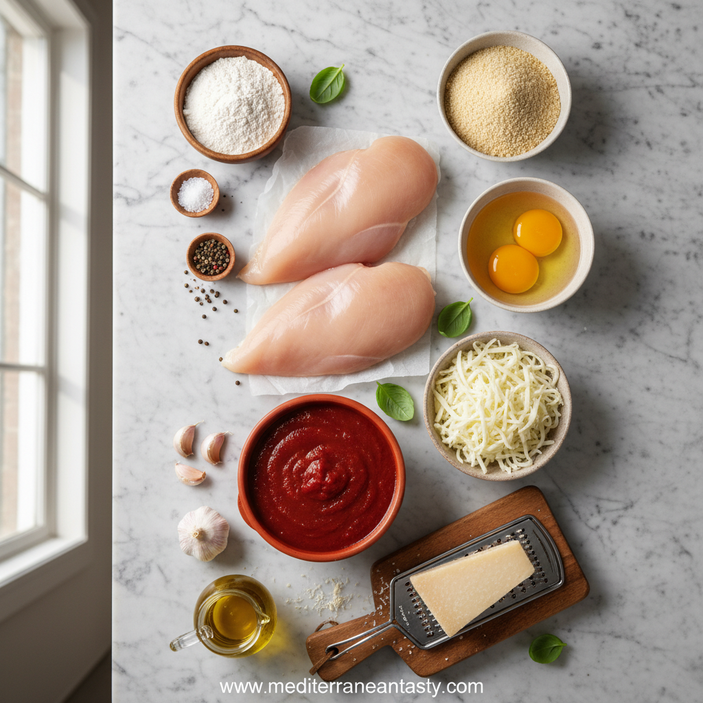 Ingredients for parmesan crusted chicken parmesan