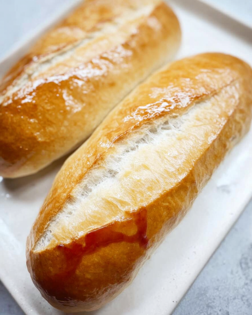 French bread dough being shaped into loaves