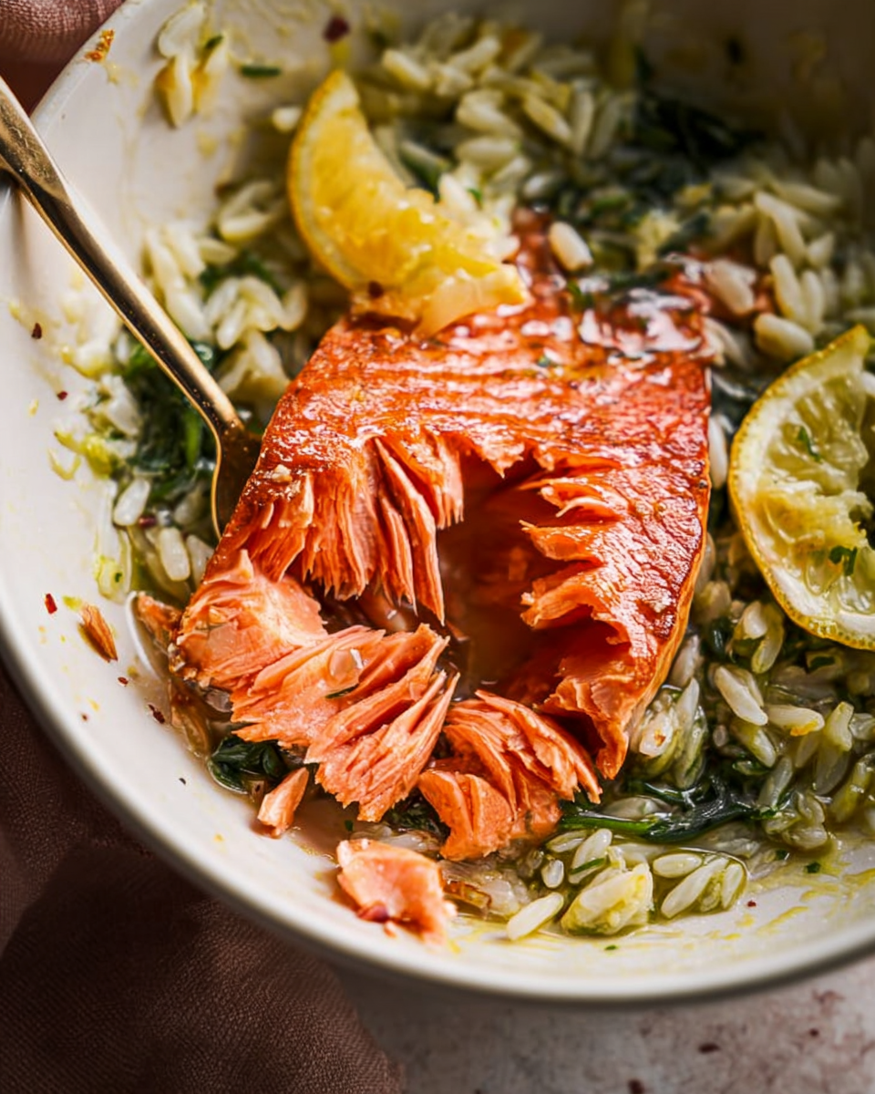 Seared Salmon with Lemon Orzo