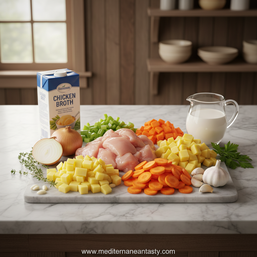 Ingredients for chicken potato soup