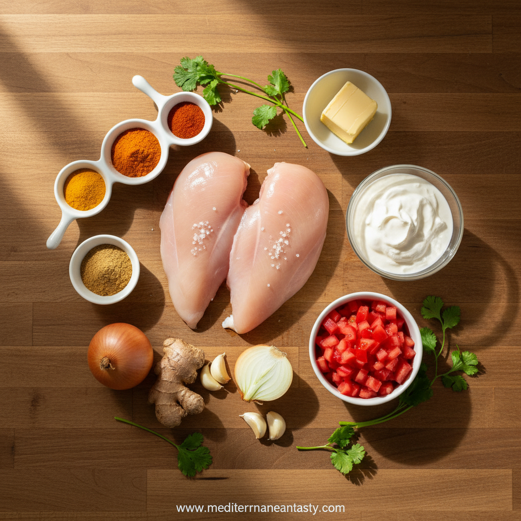 Ingredients for Texas Roadhouse copycat butter chicken skillet