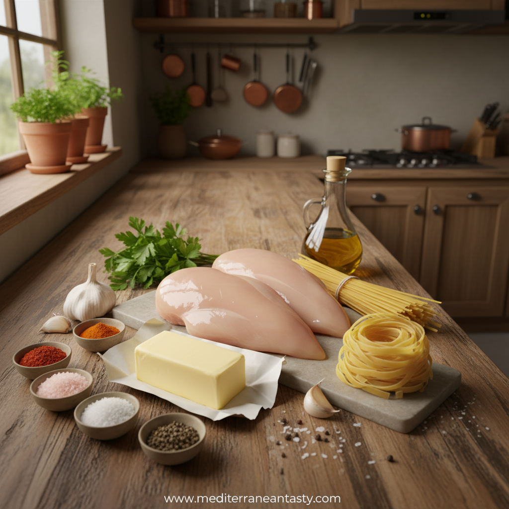 Ingredients for cowboy butter chicken linguine
