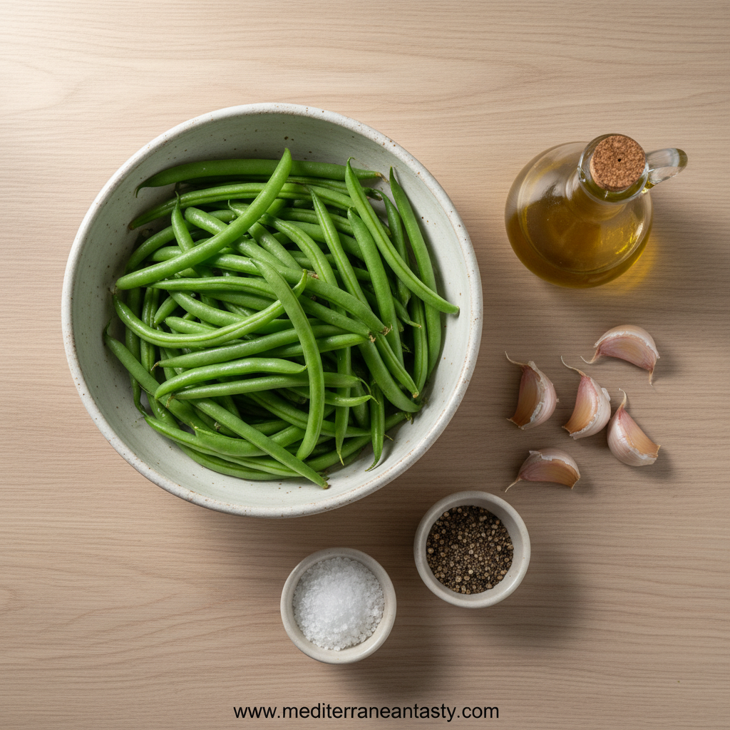Ingredients for crispy garlic air fryer green beans