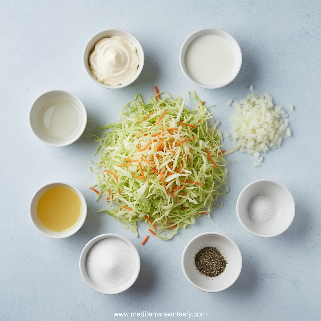 Ingredients for KFC coleslaw copycat recipe